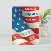 Invitation Drapeau américain agitant Juillet 4 (Debout devant)