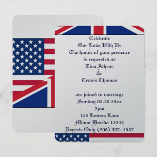 Invitation Drapeau Américain Amour Mariage Mariée Marié Paix