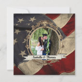 Invitation Drapeau américain avec photo 2 (Devant)