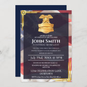 Invitation Drapeau américain | Badge Shield Military Retireme (Devant / Derrière)