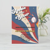 Invitation Drapeau américain de baseball roukie 1er anniversa (Debout devant)