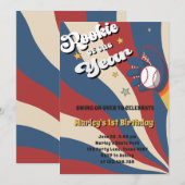 Invitation Drapeau américain de baseball roukie 1er anniversa (Devant / Derrière)