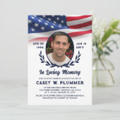 Invitation Drapeau américain de la Marine Oval Photo Life Cel (Debout devant)