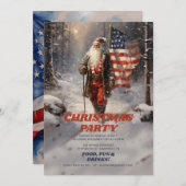 Invitation Drapeau américain de Noël du Père Noël (Devant / Derrière)
