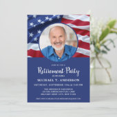 Invitation Drapeau américain des États-Unis Photo Retraite mi (Debout devant)