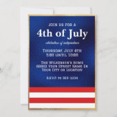 Invitation Drapeau américain du 4 juillet sur feuille bleue (Devant)