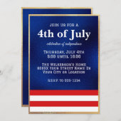 Invitation Drapeau américain du 4 juillet sur feuille de bleu (Devant / Derrière)