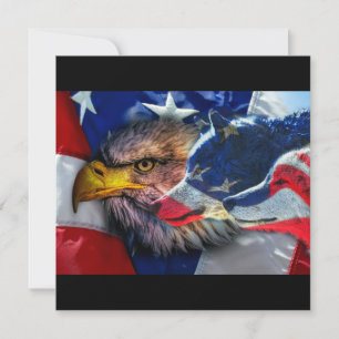 Invitation Drapeau américain du loup d'aigle chauve
