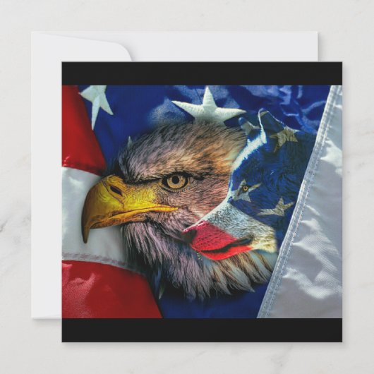 Invitation Drapeau américain du loup d'aigle chauve (Devant)