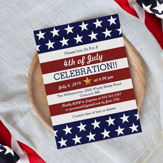 Invitation Drapeau américain du parti 4 juillet patriotique