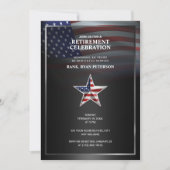 Invitation Drapeau américain | Étoile en relief | Black (Devant)