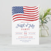 Invitation Drapeau américain Fête du 4 juillet (Debout devant)