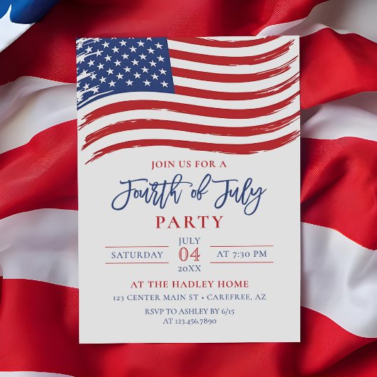 Invitation Drapeau américain Fête du 4 juillet
