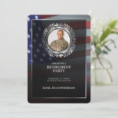 Invitation Drapeau américain | Feuille de laurier argentée |  (Debout devant)