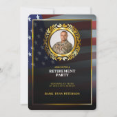 Invitation Drapeau américain | Feuille de laurier dorée | Ret (Devant)