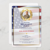 Invitation Drapeau américain | Feuille de laurier dorée | Ret (Devant / Derrière)