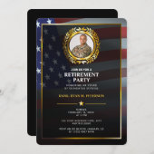 Invitation Drapeau américain | Feuille de laurier dorée | Ret (Devant / Derrière)