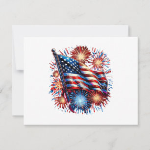 Invitation Drapeau américain Feux d'artifice Patriotique