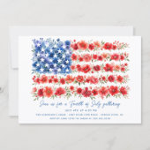 Invitation Drapeau Américain Floral (Devant)