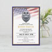 Invitation Drapeau américain/Golden Police Officier Parti de  (Debout devant)