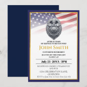 Invitation Drapeau américain/Golden Police Officier Parti de  (Devant / Derrière)