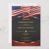 Invitation Drapeau américain | Lignes courbes or | Noir de lu (Devant)
