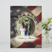 Invitation Drapeau américain Mariage militaire w photo (Debout devant)