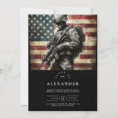 Invitation Drapeau américain Militaire Soldat Graduation (Devant)