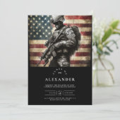 Invitation Drapeau américain Militaire Soldat Graduation (Debout devant)