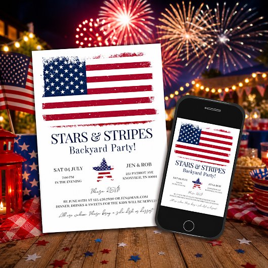 Invitation Drapeau américain modifiable 4 juillet