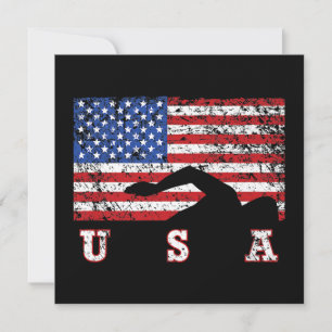 Invitation Drapeau Américain Natation USA Cadeau Équipe de Na