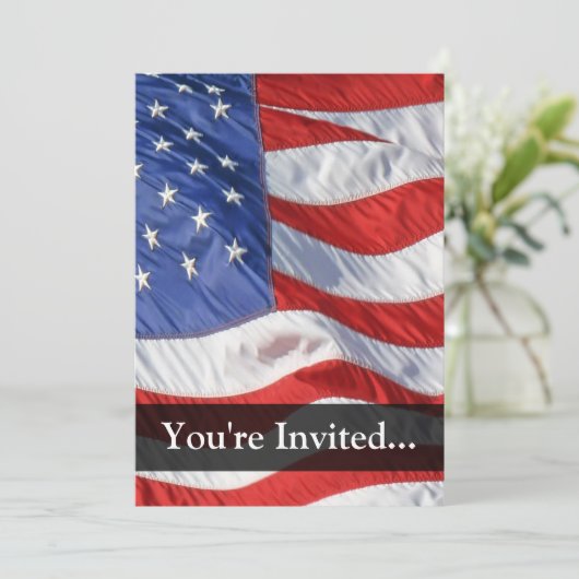 Invitation Drapeau américain, ondulant en vent (Debout devant)
