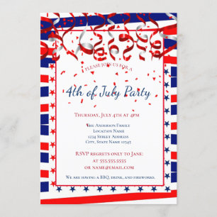Invitation Drapeau américain patriotique du 4 juillet