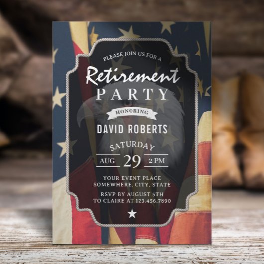 Invitation Drapeau américain patriotique du parti de retraite