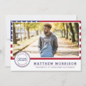 Invitation Drapeau américain | Patriotique Photo Graduation P (Devant)