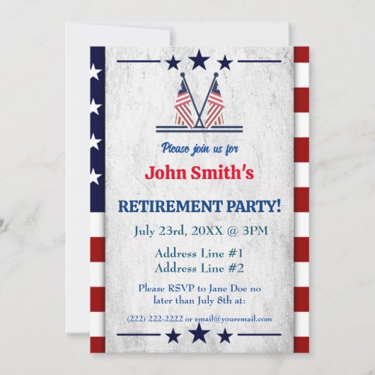 Invitation Drapeau américain patriotique simple (Devant)