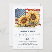 Invitation Drapeau américain patriotique Tournesol Famille Ré (Devant)