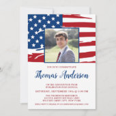 Invitation Drapeau américain Photo Militaire Patriotique Grad (Devant)