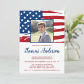 Invitation Drapeau américain Photo Militaire Patriotique Grad (Debout devant)