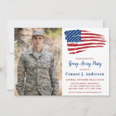 Invitation Drapeau américain photo Militaire s'évade Parti (Devant)