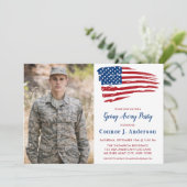 Invitation Drapeau américain photo Militaire s'évade Parti (Debout devant)
