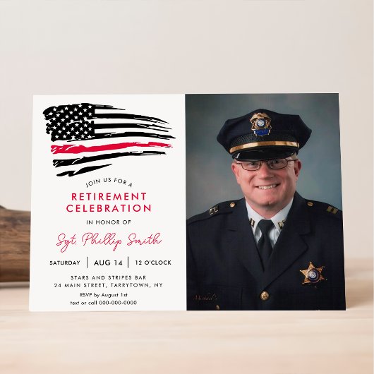 Invitation Drapeau américain Police militaire retraite