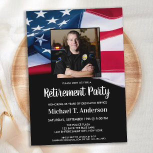 Invitation Drapeau américain Retraite Patriotique Photo Polic
