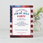 Invitation drapeau américain rouge blanc brillant parties sci (Debout devant)