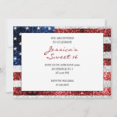Invitation Drapeau américain rouge blanc brillant parties sci (Dos)