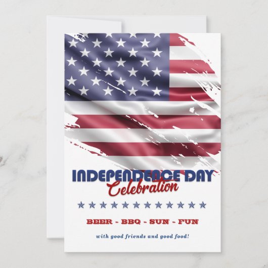 Invitation Drapeau américain rouge, blanc et bleu 4 juillet (Devant)