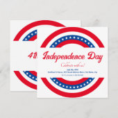 Invitation Drapeau américain rouge blanc et bleu Jour de l'In (Devant / Derrière)