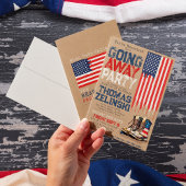 Invitation Drapeau américain rustique militaire pour fête d'a