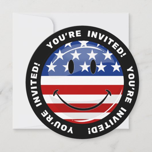 Invitation Drapeau américain souriant (Devant)