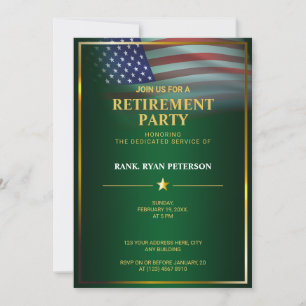 Invitation Drapeau américain   transparent   Cadre Or   Luxe 